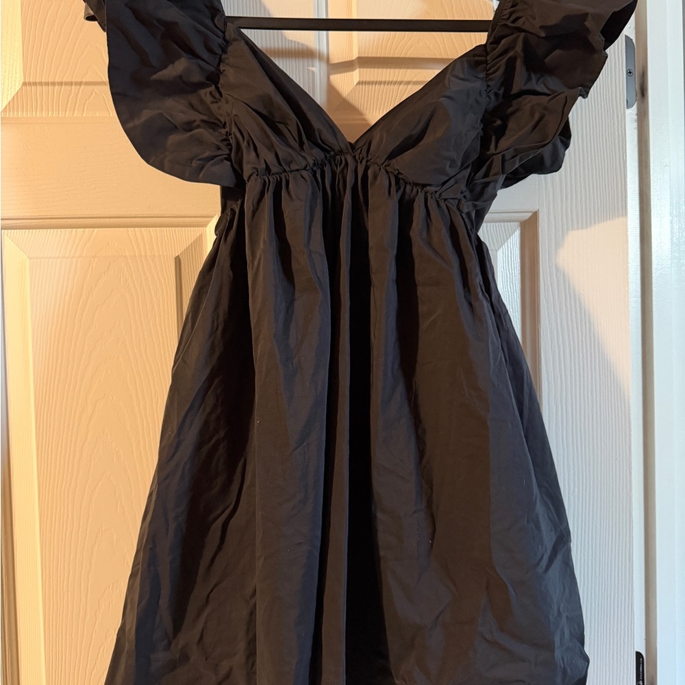 Impressions Black Ruffled Sleeve Dress